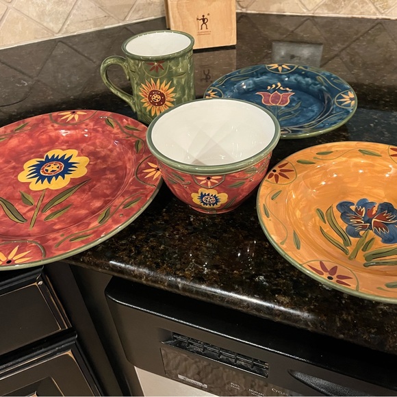 Certified International Dishes 40 pieces 8 place settings. Multi colored - Picture 3 of 4